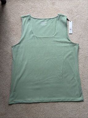 NWT Chico’s Contour Cotton Square Neck Mint Green Tank Size 3 / XL